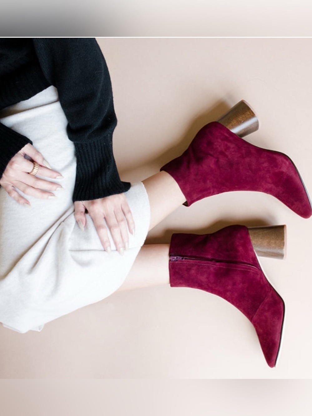 NIB Huma Blanco Suede Harlow Boot in Wine, Size EU40